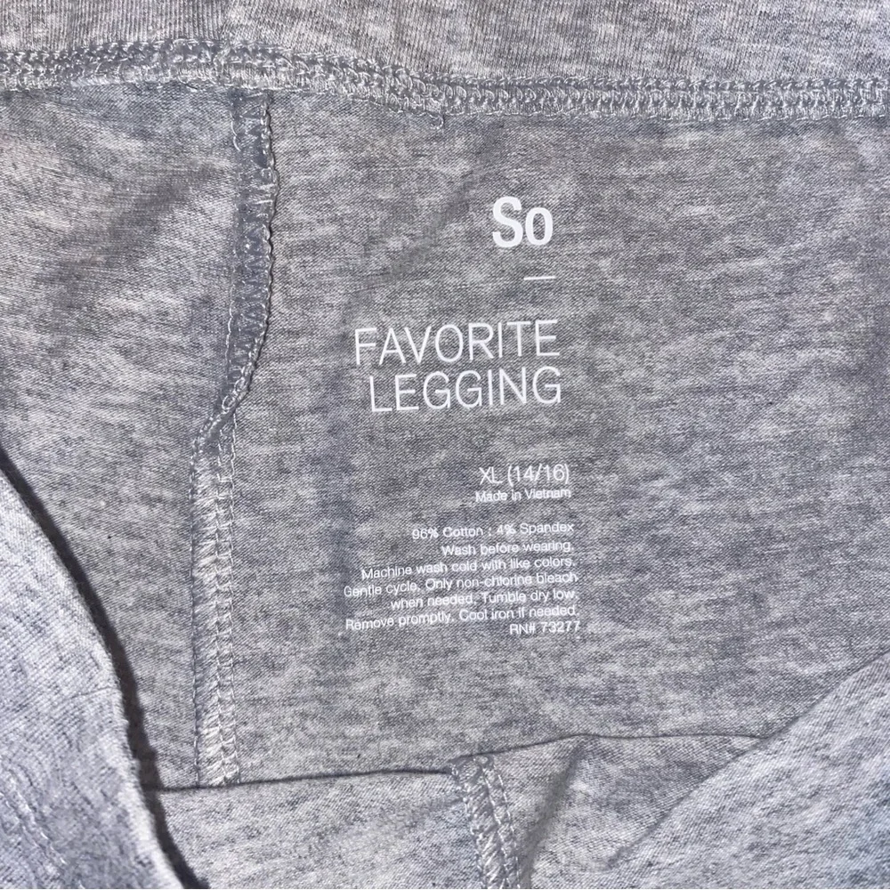 SO Girl’s XL Gray Varsity Style “Favorite Leggings” 3 White Side Stripes - Picture 6 of 7